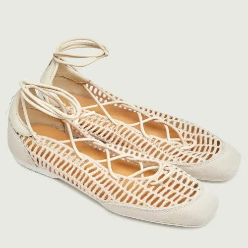 Patrizia Pepe ballerina in rafia panna