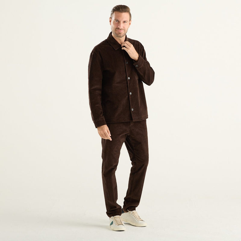 Cruna overshirt uomo Cardiff in velluto marrone