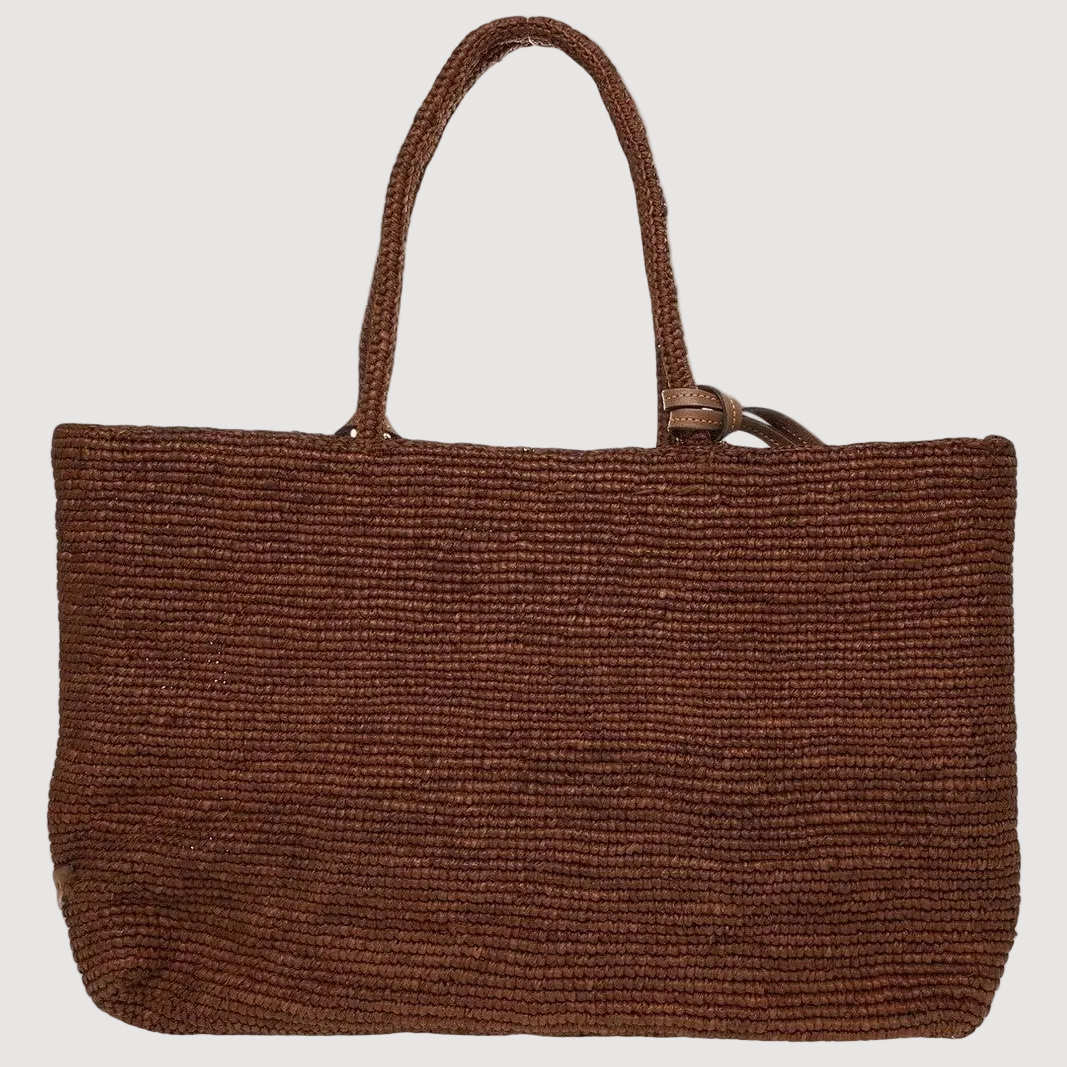Afar borsa a mano Alma in raffia marrone
