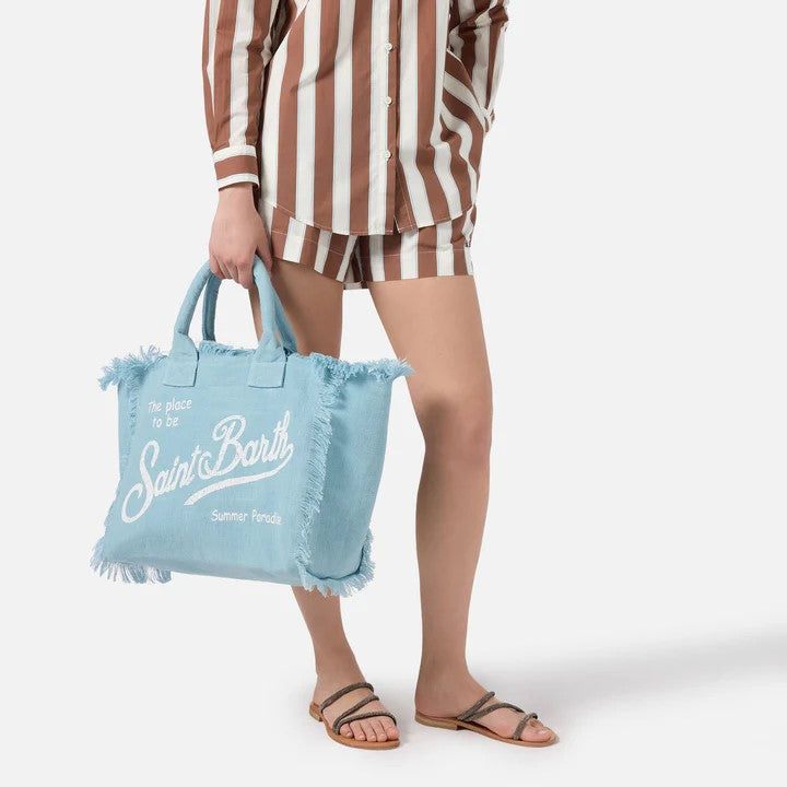 Mc2 Saint Barth borsa vanity linen light blue