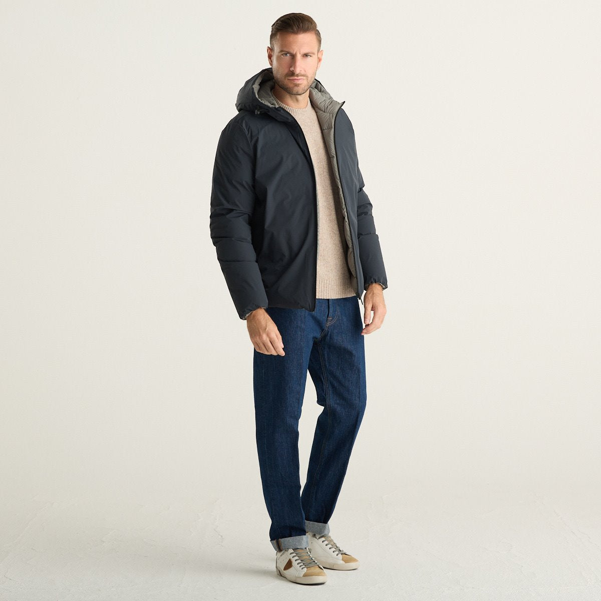 RRD Montecristo Reversible Piumino Uomo Antracite e Grigio Reversibile con Cappuccio