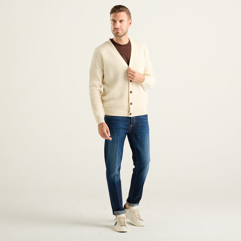 MC2 Saint Barth Herrison Cardigan Uomo Panna in Lana