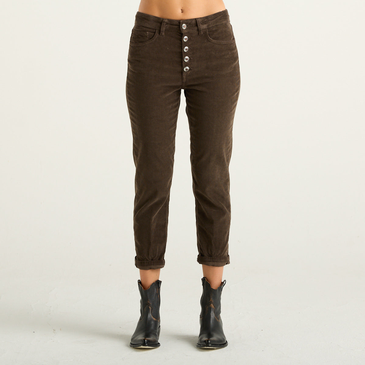 Dondup Koons Pantalone Donna in Velluto Marrone