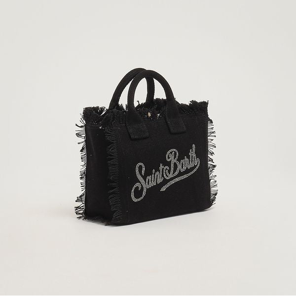 Mc2 Saint Barth borsa Vanity Mini in canvas nera con strass