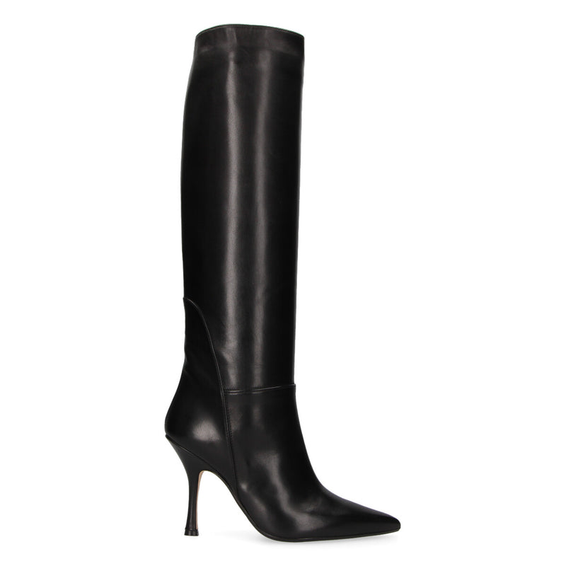 Anna F. stivale tubolare in pelle nero