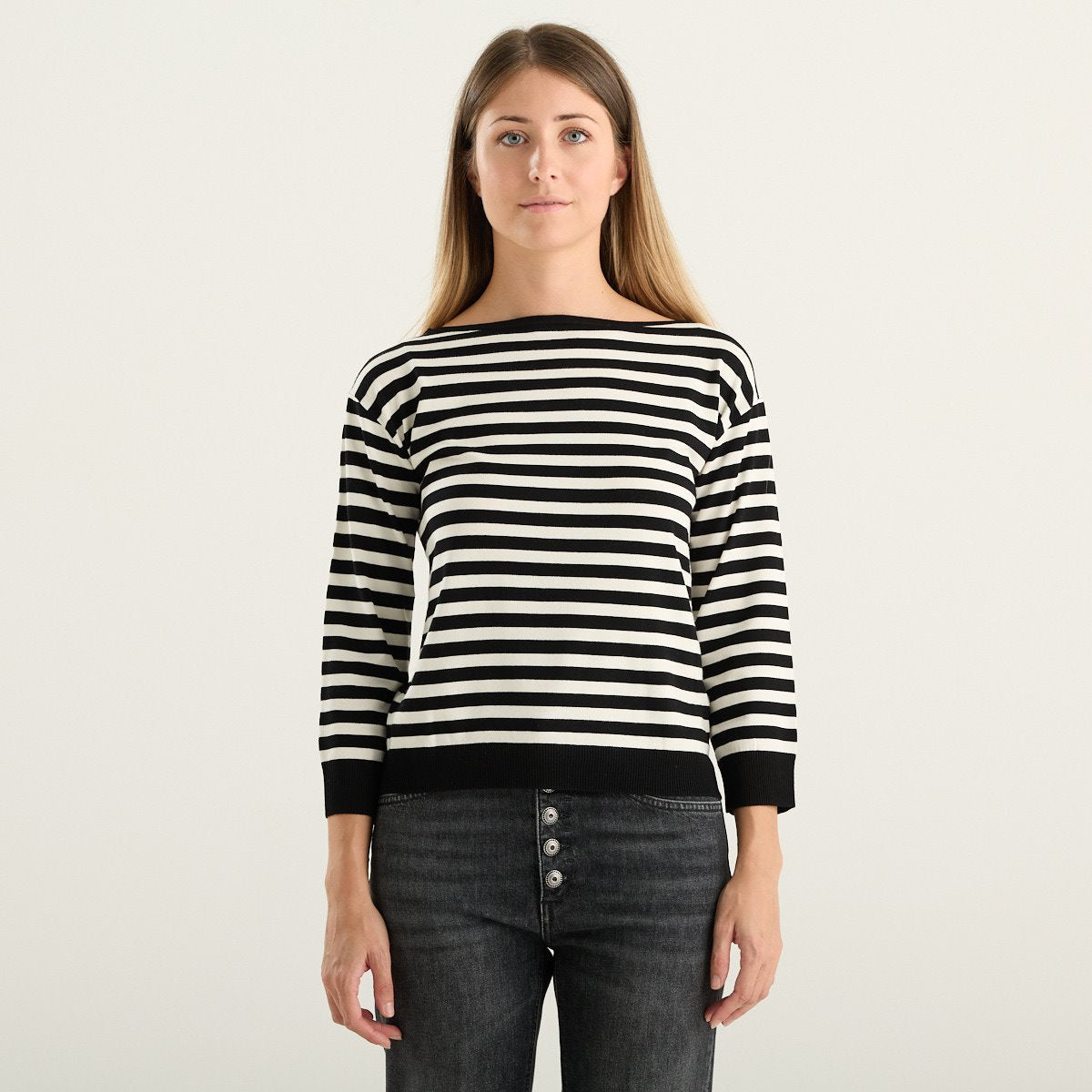 Weekend Max Mara maglia donna Stecca in viscosa a righe écru e nere