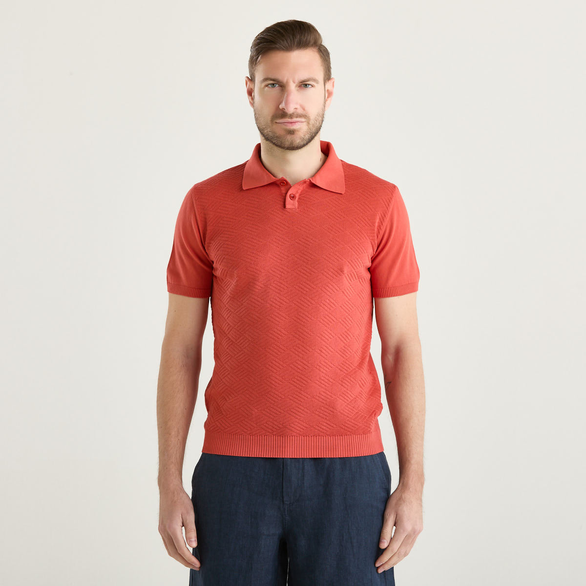 Wool & Co polo operata in tessuto mattone