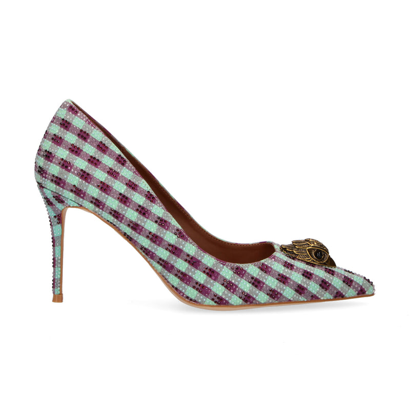 Kurt Geiger decolltè Belgravia Eagle in strass viola turchese