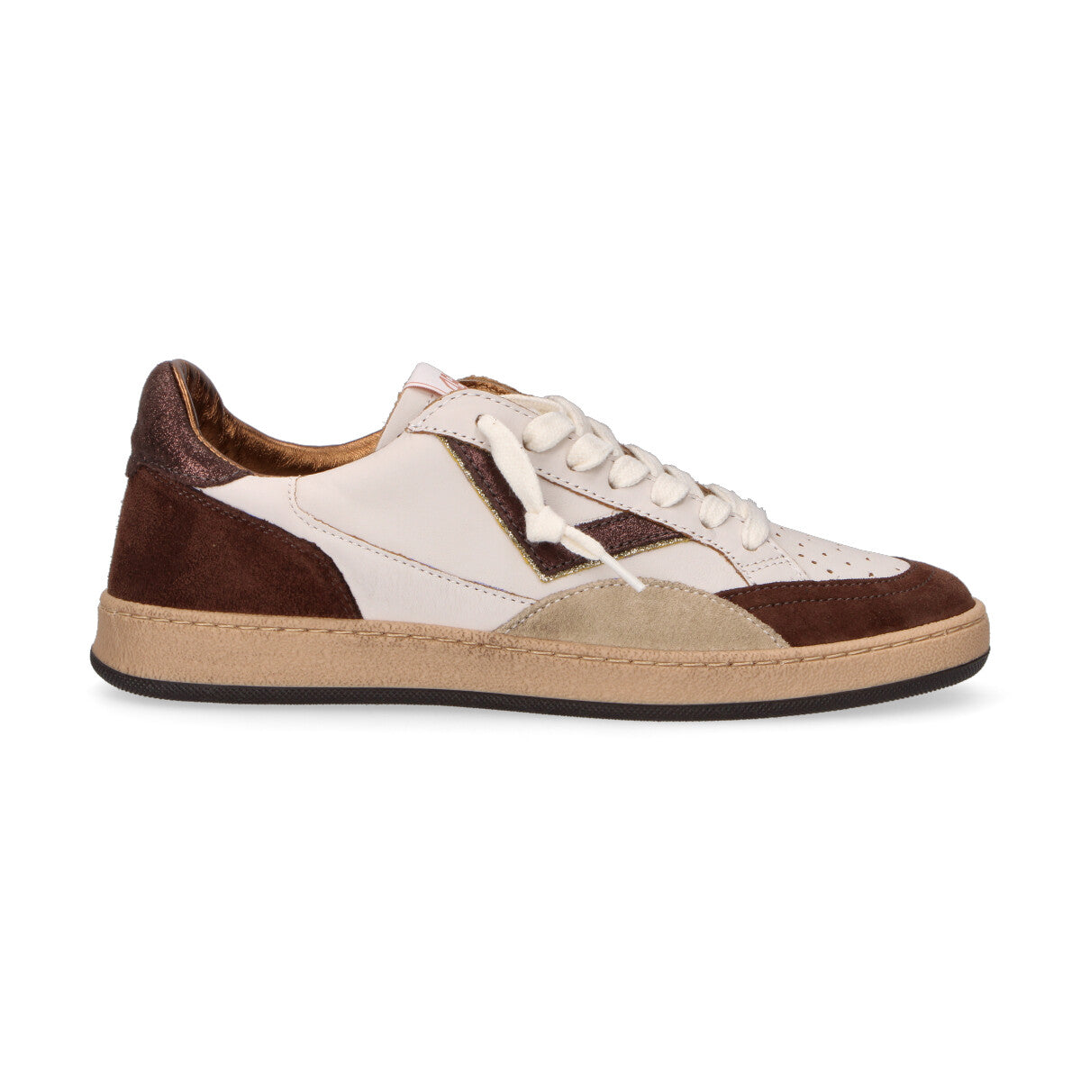 4B12 Sneakers donna playnew bianche e marroni