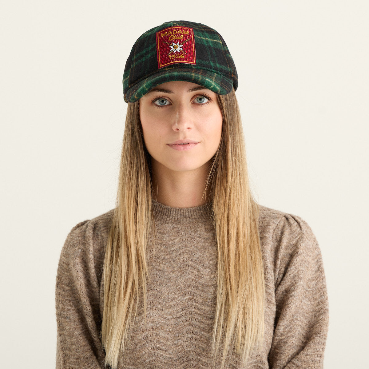 Rue Madam Paris Cappellino Baseball Donna Tartan Verde