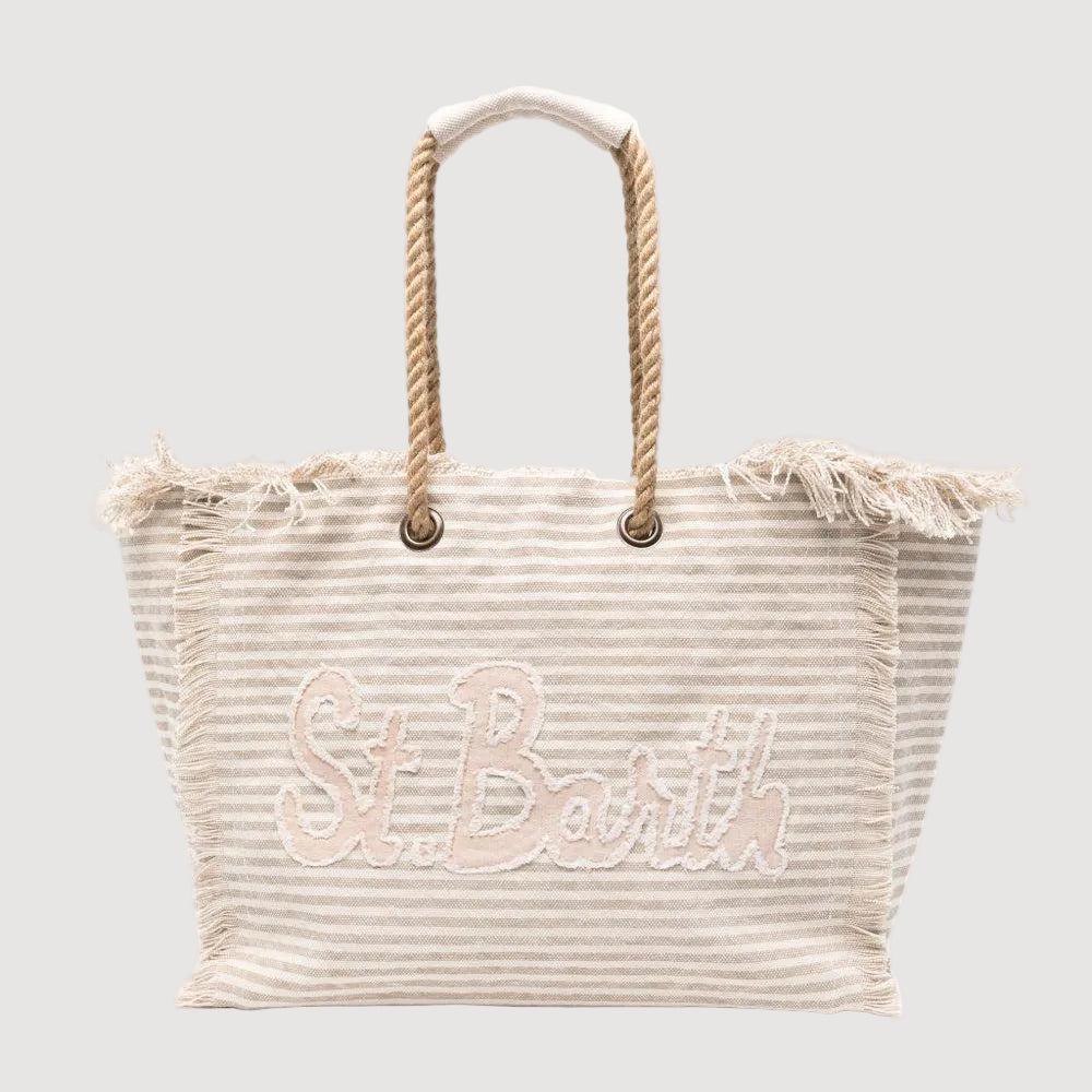 Mc2 Saint Barth borsa Beach Patch Stripes beige