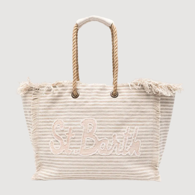 Mc2 Saint Barth borsa Beach Patch Stripes beige