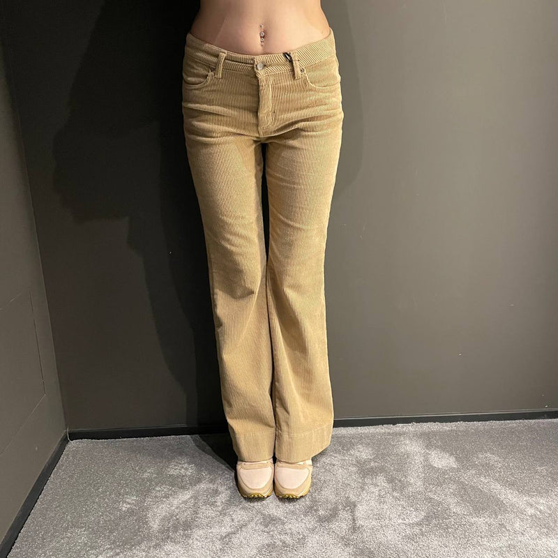 Souvenir pantalone a coste in velluto marrone