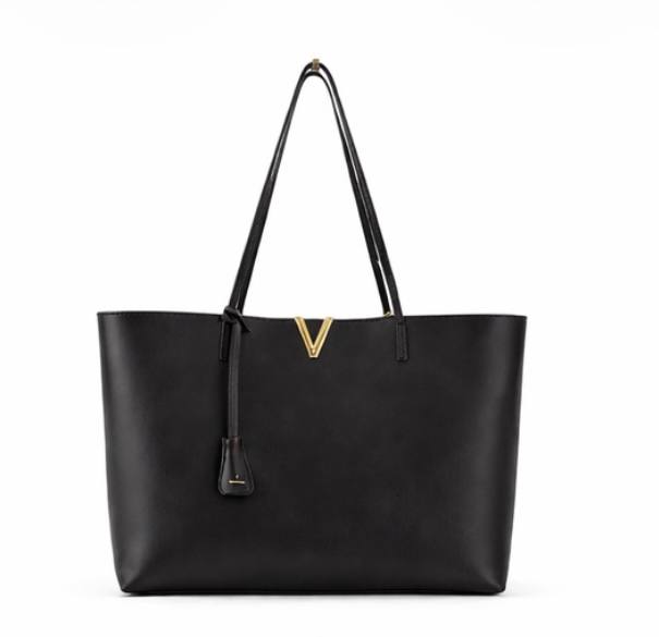 Via Roma 15 borsa shopper V oro pelle nera