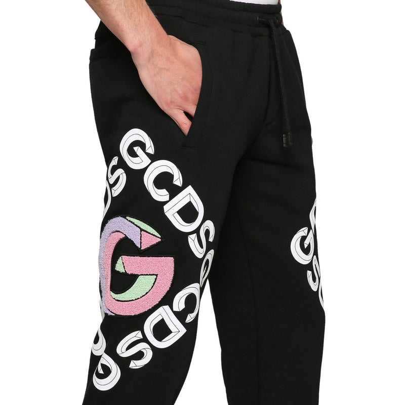 GCDS pantalone in felpa nero con logo