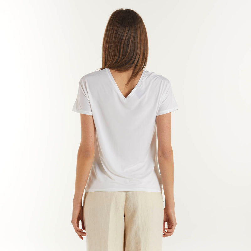 RRD t-shirt tessuto tecnico scollo a v bianca