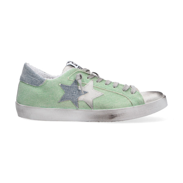 2 Star sneakers canvas verde suede white