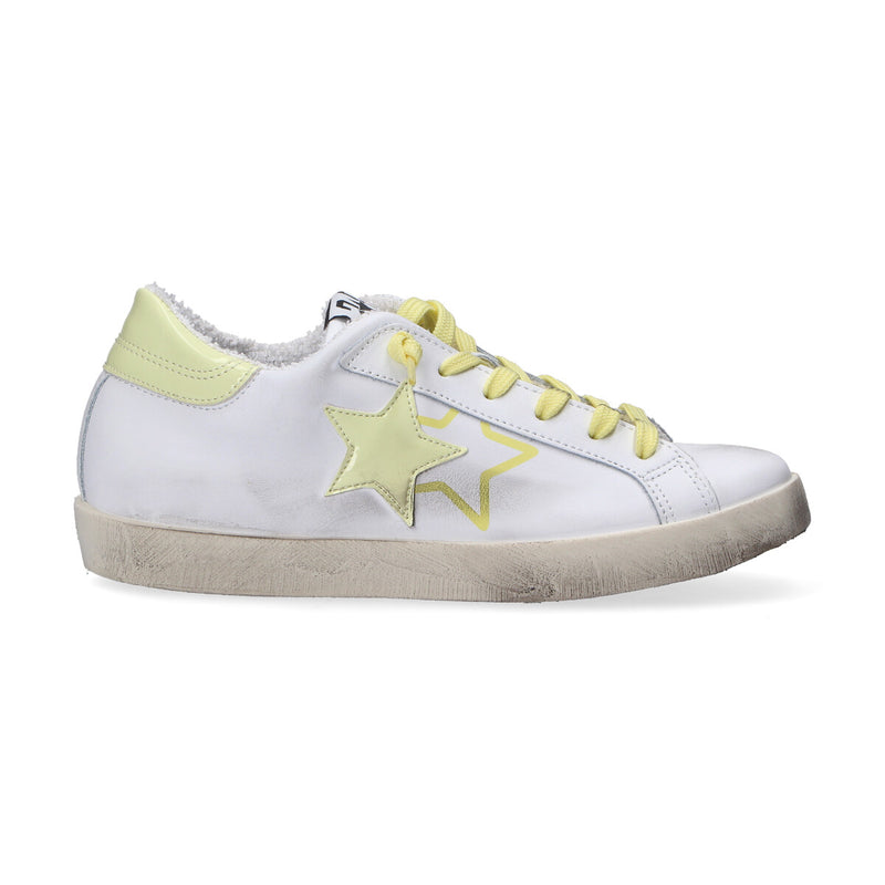 2 Star sneakers pelle bianca giallo chiaro