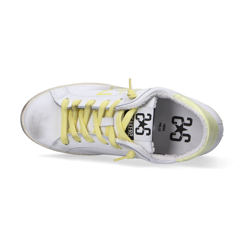 2 Star sneakers pelle bianca giallo chiaro