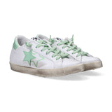 2 Star sneakers pelle bianca e verde acqua
