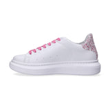 2 Star sneakers pelle bianca e glitter rosa
