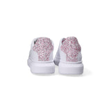 2 Star sneakers pelle bianca e glitter rosa