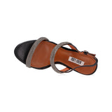 Bibi Lou sandal in black leather and rhinestones