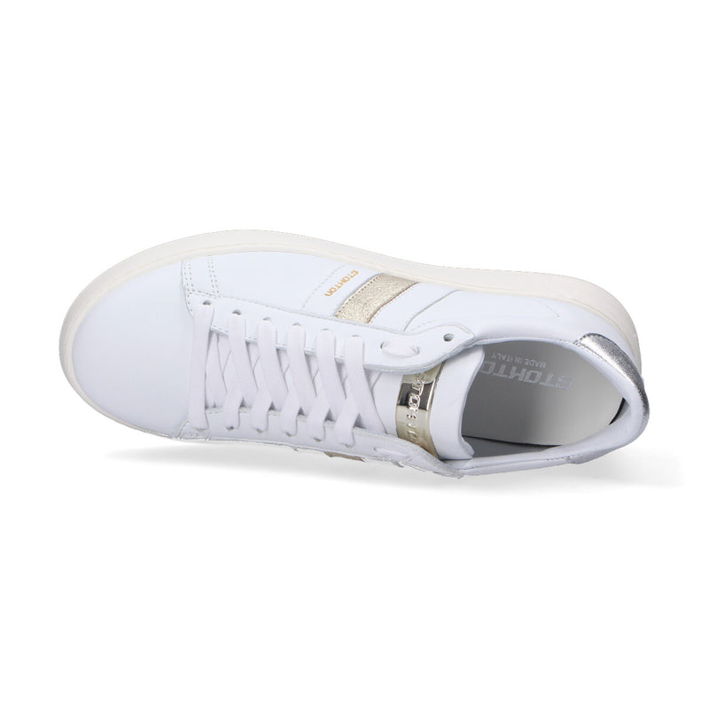 Stokton sneakers 873 pelle bianca oro argento