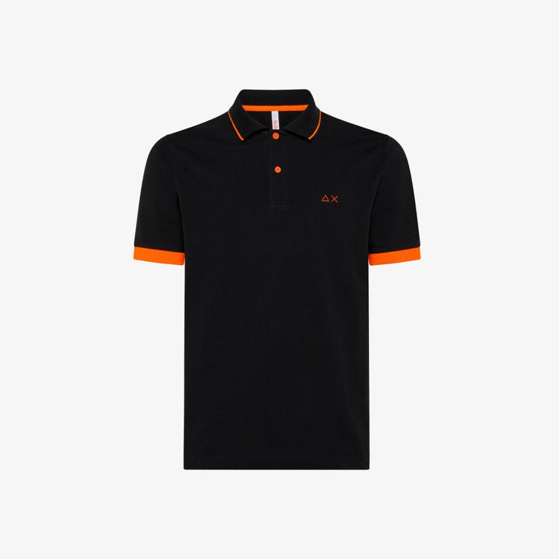 Sun68 polo small stripe fluo tessuto nero