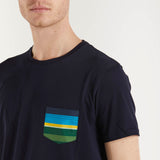 Gallo t-shirt blu taschino righe multicolor