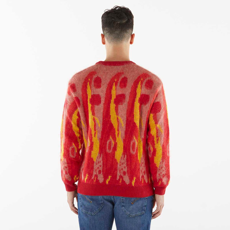 Amaranto maglione girocollo fantasia rosso