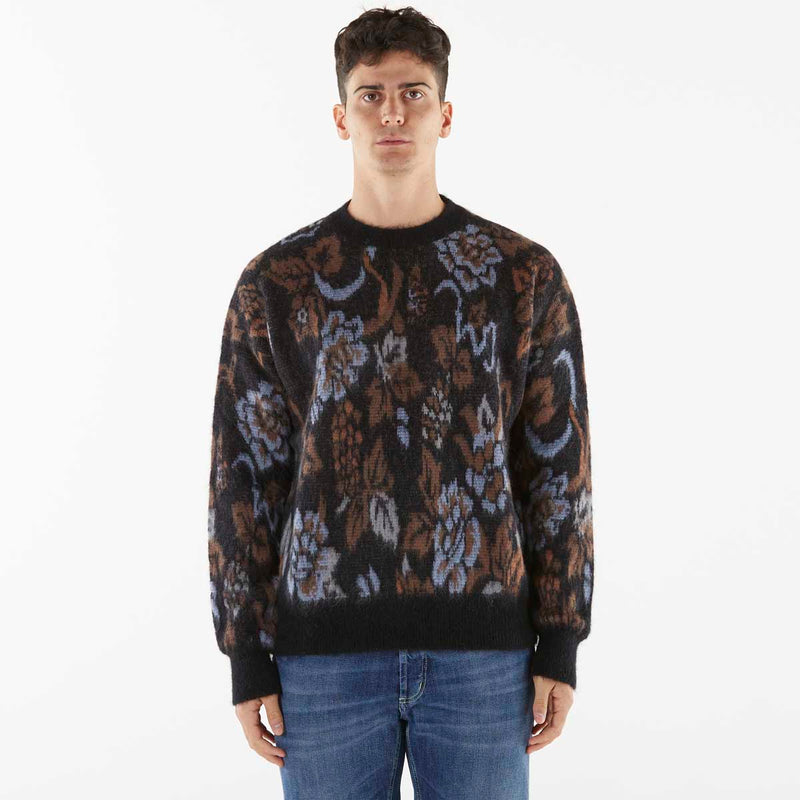 Amaranto maglione girocollo fantasia blu