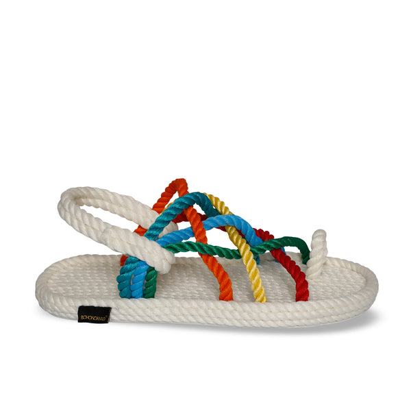 Bohonomad sandali in corda bianco e multicolor