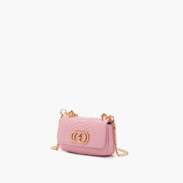 La carrie Bag mini borsa a tracolla pitonata rosa