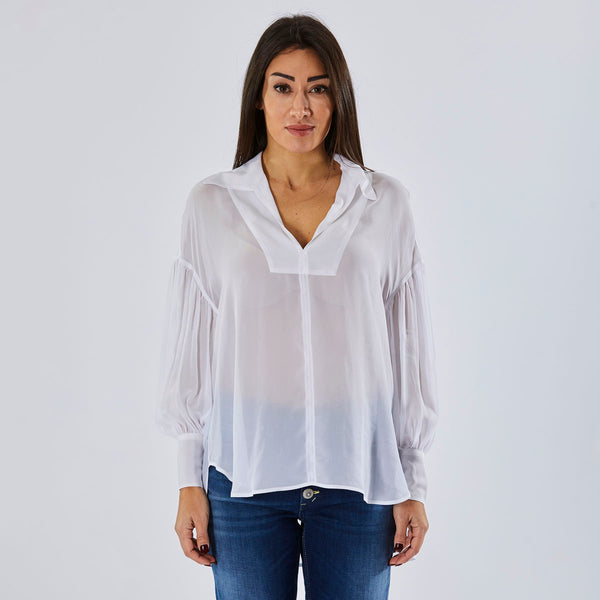 Dondup camicia over velata bianca