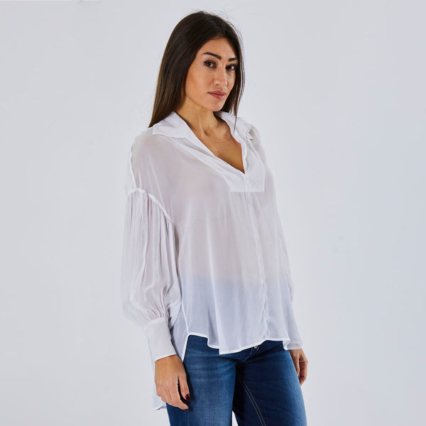 Dondup camicia over velata bianca