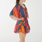 Effek vestito corto burning multicolor
