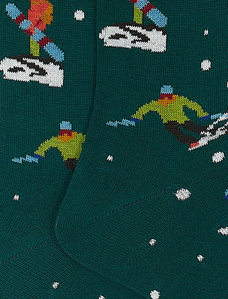Gallo calzini verde fantasia sciatori