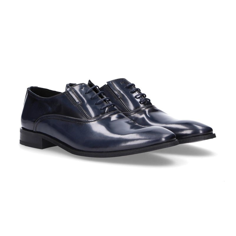 Jackal stringata elegante in pelle lucida blu