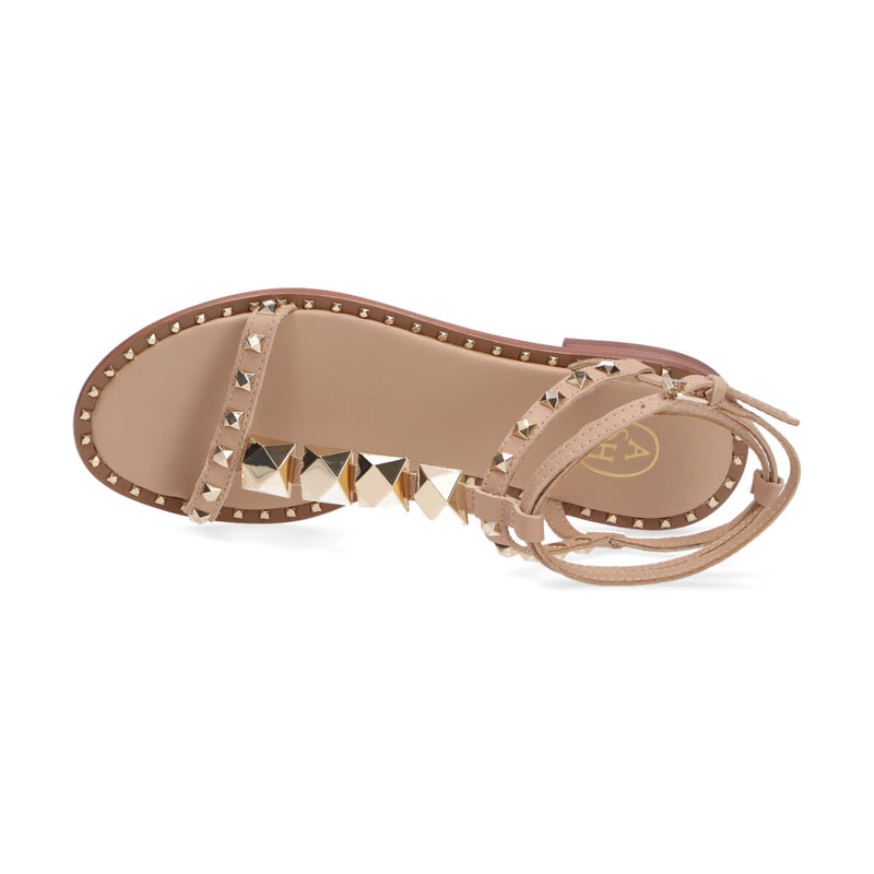 Ash sandalo Party pelle beige borchie oro