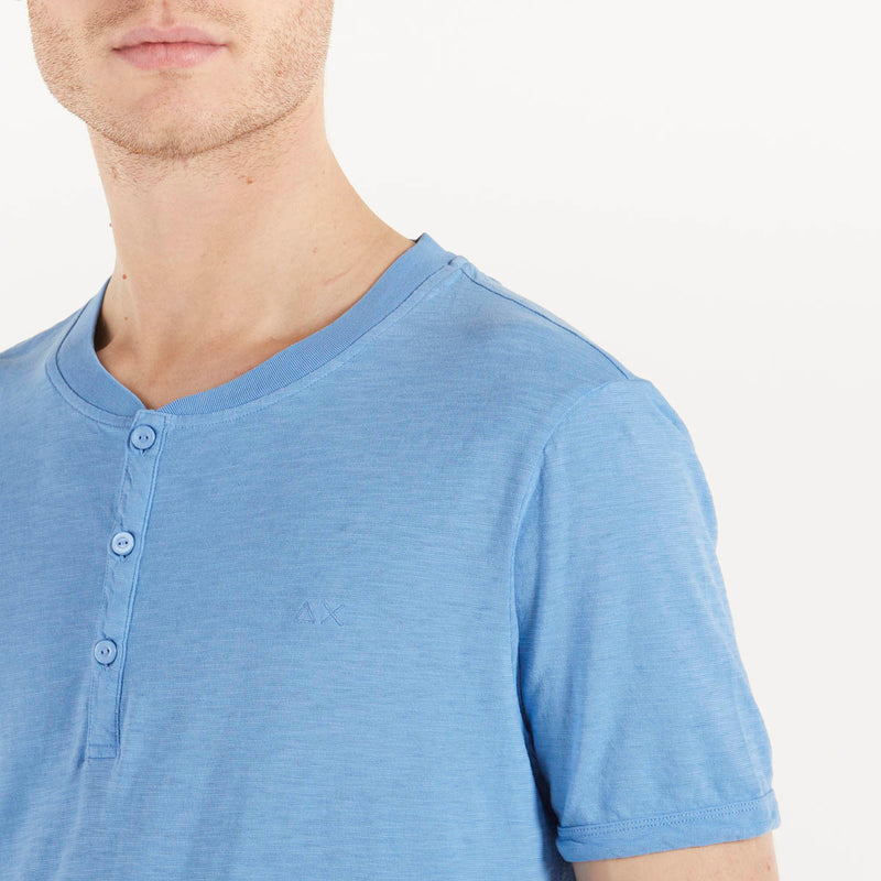 Sun68 t-shirt serafino tessuto azzurro