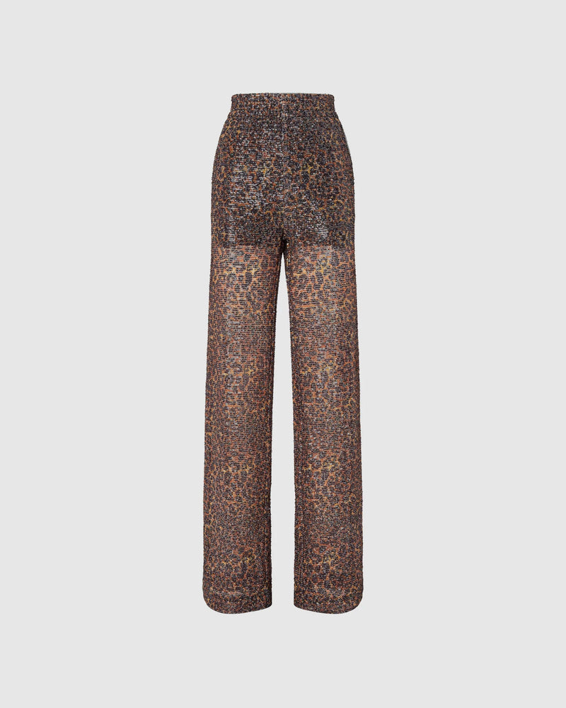 GCDS Pantaloni in paillettes stampa leopardata