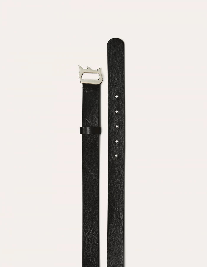 Dondup Cintura nera alta 3 cm fibbia D gotica